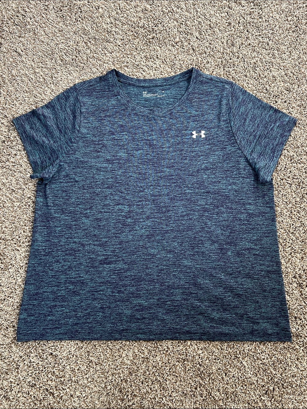 EUC Women’s UA HeatGear Loose Fit Crew Neck Tee  | Twist Blue Heathered | Sz 1X